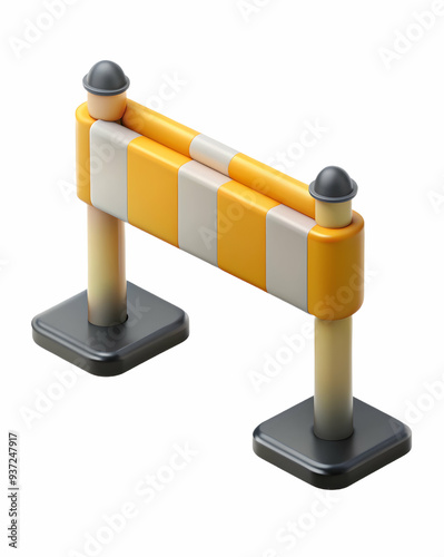 Photo Realistic as Safety barrier and assembly line concept as A safety barrier paired with an assembly line symbolizing the importance of physical barriers in maintaining safety in manufacturing proc photo