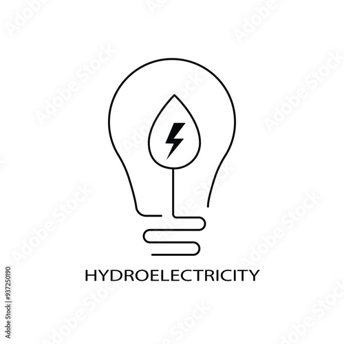 Hydroelectricity Icon with Editable Stroke.