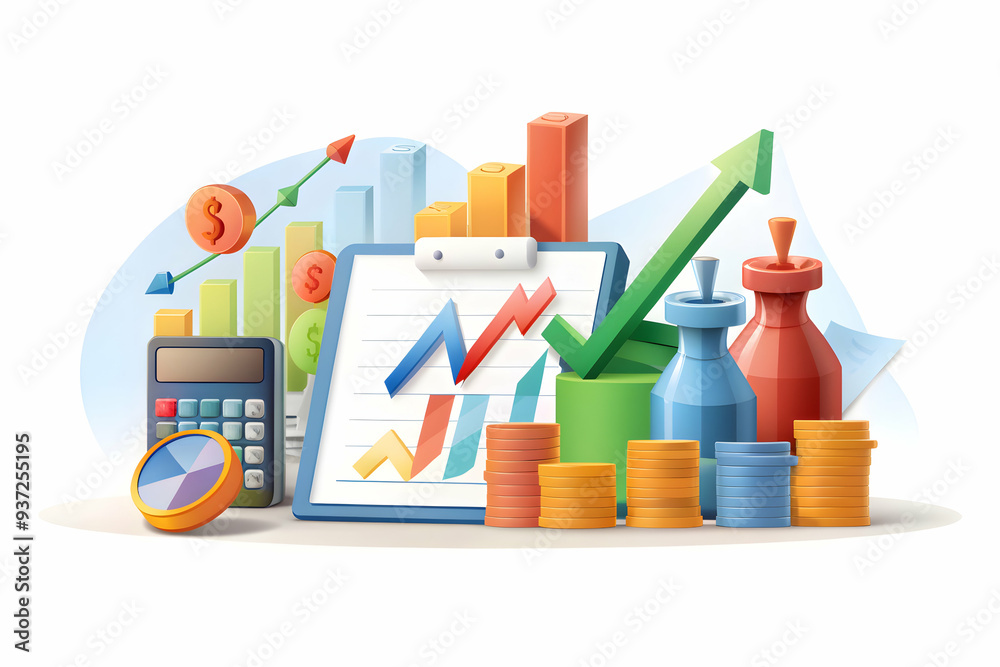 Obraz premium Photo Realistic as Tax planning and stock market analysis concept as Tax planning paired with stock market analysis representing the relationship between tax strategies and investment performance idea