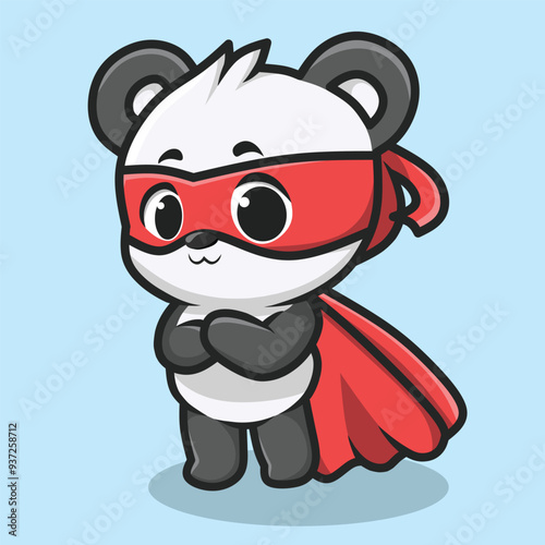 Cute Hero Panda Idle Pose Vector Illustration Mascot
