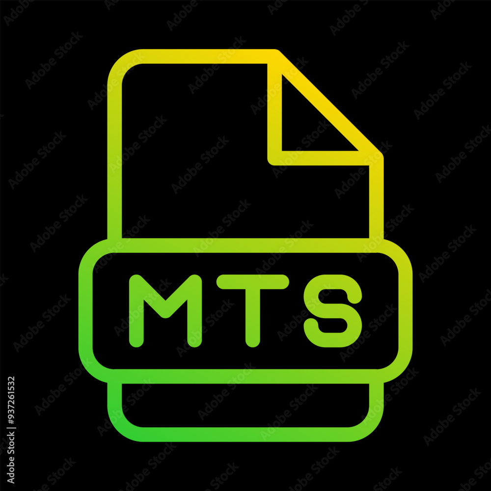 Mts file type icon. document, format, extension. with an outline ...