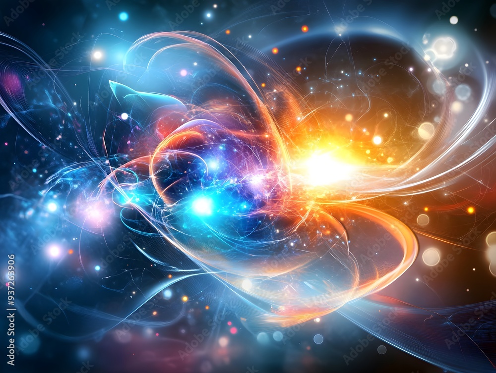Abstract Cosmic Background with Bright Lights and Swirling Lines. Abstract Cosmic Background with Bright Lights and Swirling Lines.