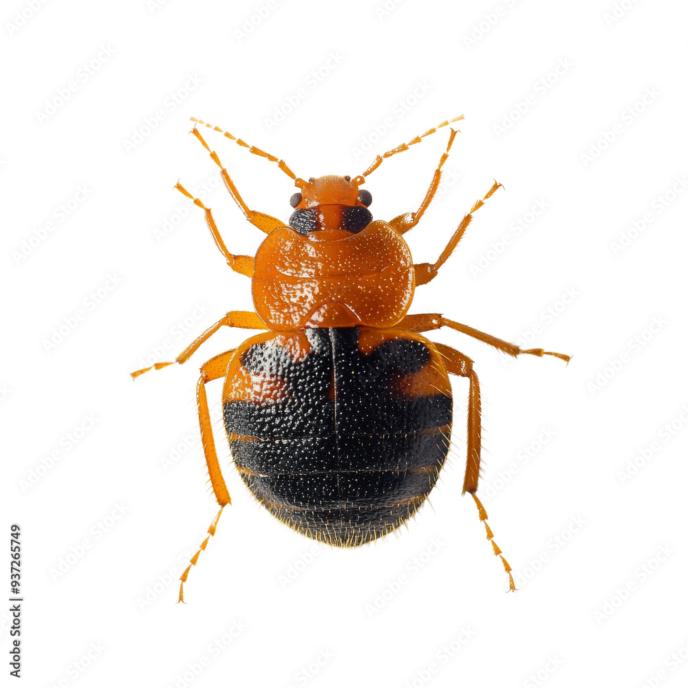 A detailed close-up of a bug showcasing its vibrant orange and black colors, perfect for educational and scientific purposes. A detailed close-up of a bug showcasing its vibrant orange and black colors, perfect for educational and scientific purposes.