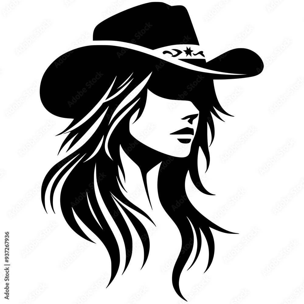 Female cowboy portrait silhouette Female cowboy portrait silhouette