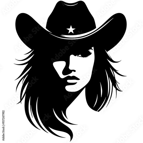 Female cowboy portrait silhouette