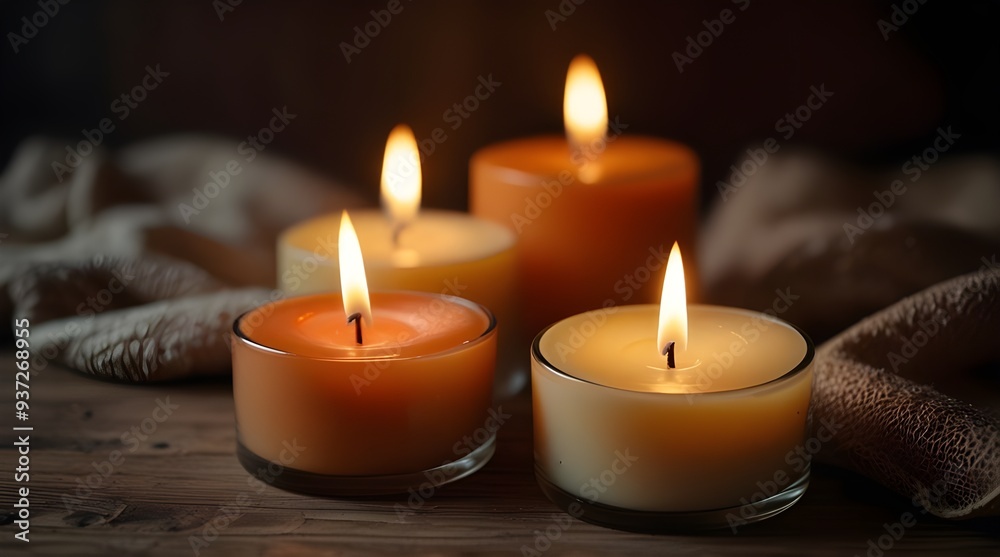 Beautiful cozy background picture of burning candles.generative.ai Beautiful cozy background picture of burning candles.generative.ai