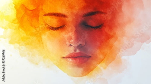 Watercolor Woman Face.