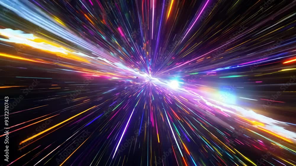 Cosmic journey with high speed colorful lights in the galaxy, a 3D animation Cosmic journey with high speed colorful lights in the galaxy, a 3D animation