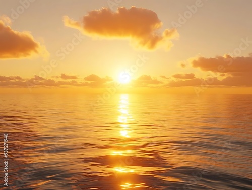 Golden Sunset Over the Ocean - Realistic 3D Render