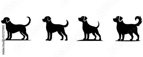 black silhouette style dog icon vector illustration art with white background - Generative AI

