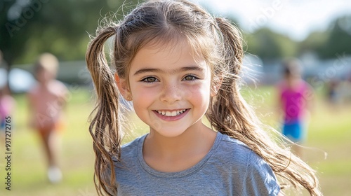 Joyful Close-Up of a Girl with Freckles Running Outdoors