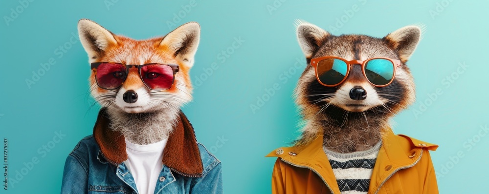 Cool Raccoon and Fox Wearing Sunglasses Cool Raccoon and Fox Wearing Sunglasses