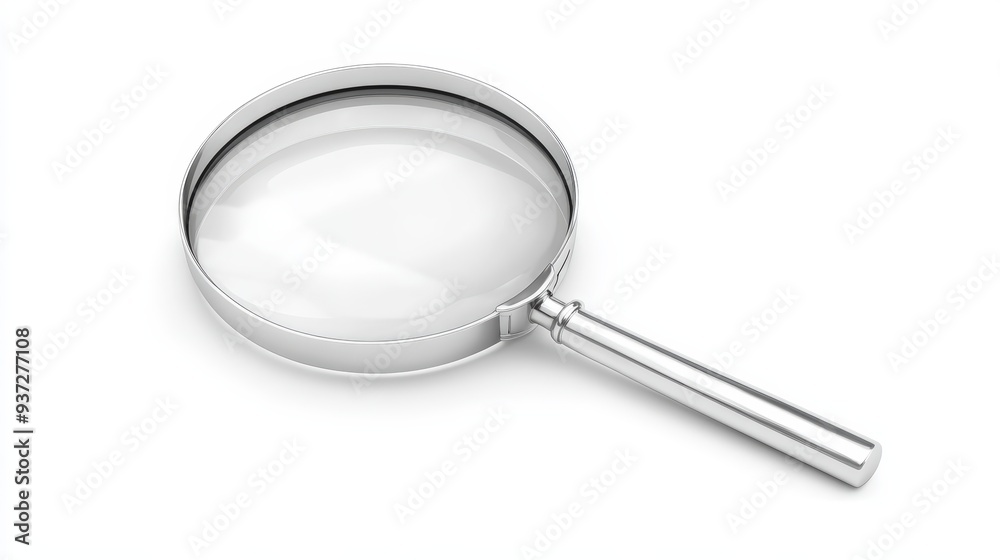 Silver Magnifying Glass , Isolated On White Background, Perfect For Search-Themed Designs And Investigation Graphics . Generative ai Silver Magnifying Glass , Isolated On White Background, Perfect For Search-Themed Designs And Investigation Graphics . Generative ai