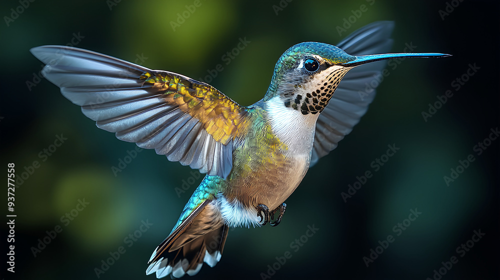 Obraz premium Hummingbird animal flying white background