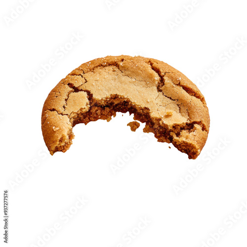 Half-eaten cookie with crumbs