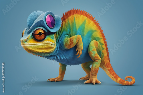 Colorful Chameleon with Goggles