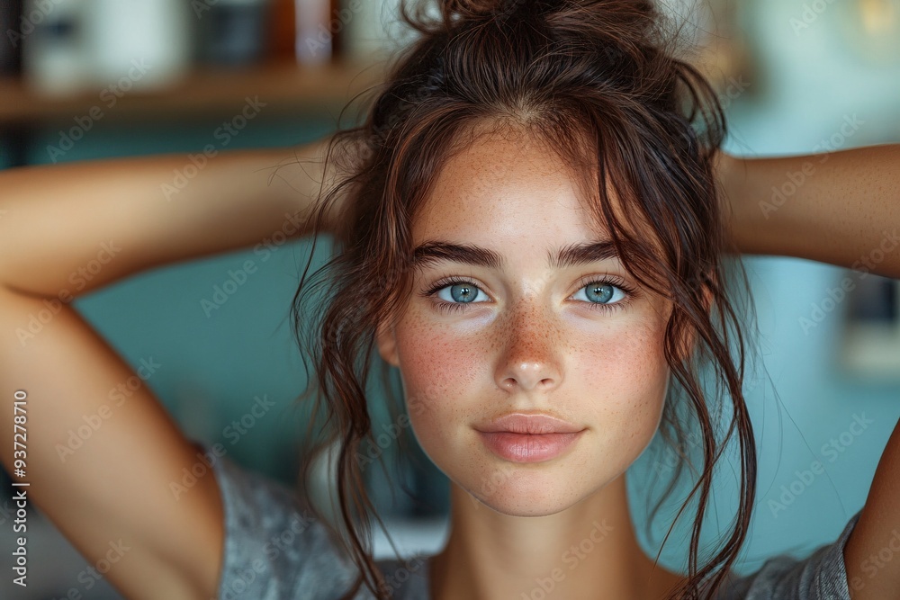 Profile Portrait of a Young Woman with Natural Freckles Profile Portrait of a Young Woman with Natural Freckles