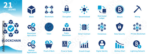 Blockchain icon. Collection of bitcoin, computer technology, cryptocurrency, digital security themes. Solid vector icons.