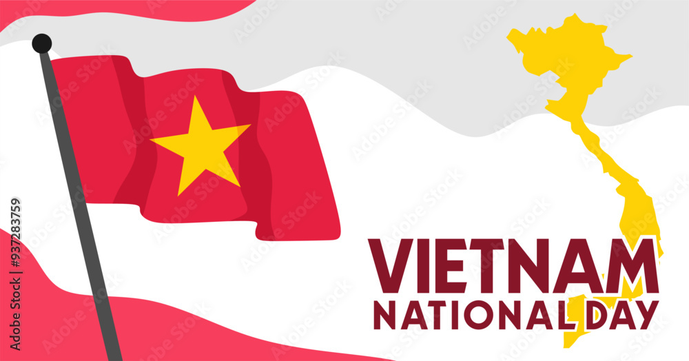 Ταπετσαρία vietnam national day with vietnamese flag and white background