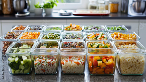 Organized Meal Planning Fresh, Homemade Recipes with Healthy Vegetables and Ingredients for Balanced Eating photo