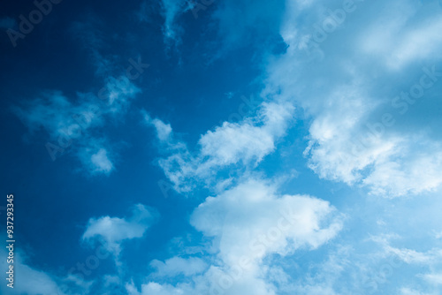 Summer blue sky cloud gradient light white background. Beauty clear cloudy in sunshine calm bright winter air bacground. Gloomy vivid cyan landscape in environment day horizon skyline view spring wind