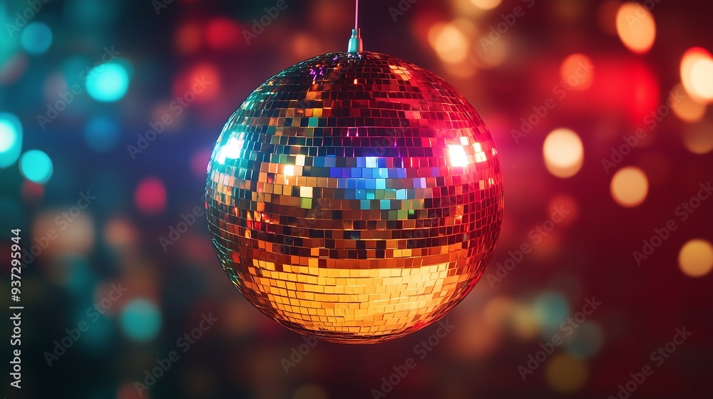 Obraz premium Colorful disco mirror ball nightclub