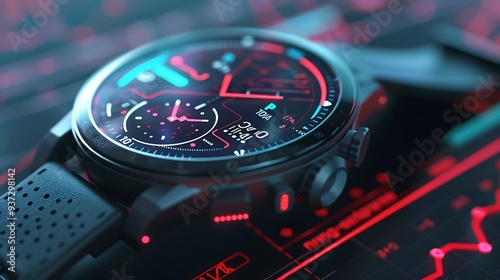 A detailed image of a smart wearable health monitor.