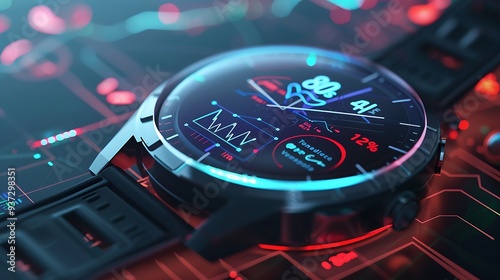 A detailed image of a smart wearable health monitor.