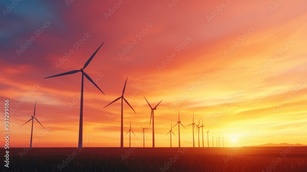 Golden Hour Glow: Scenic Wind Turbine Field at Sunset Promoting Renewable Energy and Environmental Conservation Golden Hour Glow: Scenic Wind Turbine Field at Sunset Promoting Renewable Energy and Environmental Conservation