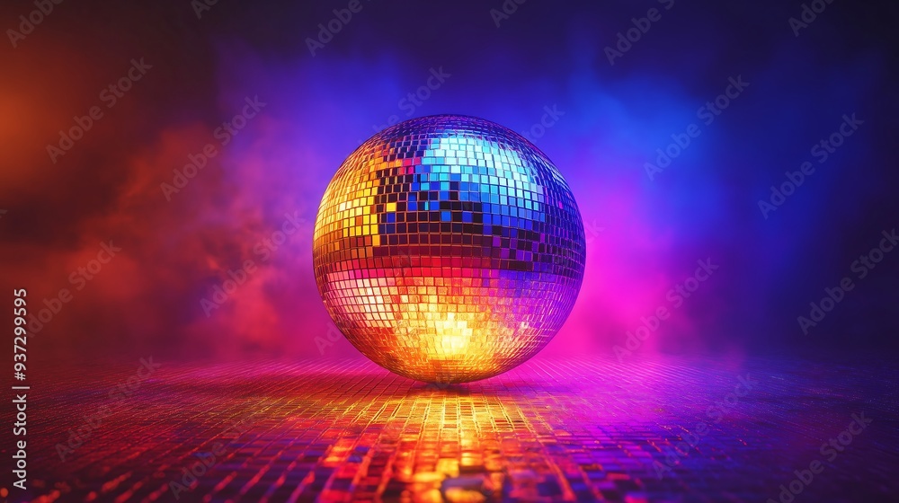Obraz premium Colorful disco mirror ball nightclub