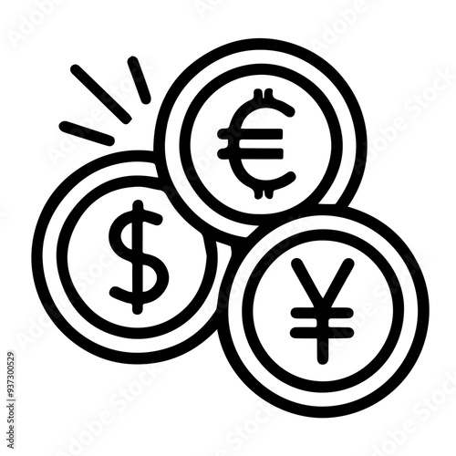 Currencies set of icons with symbols