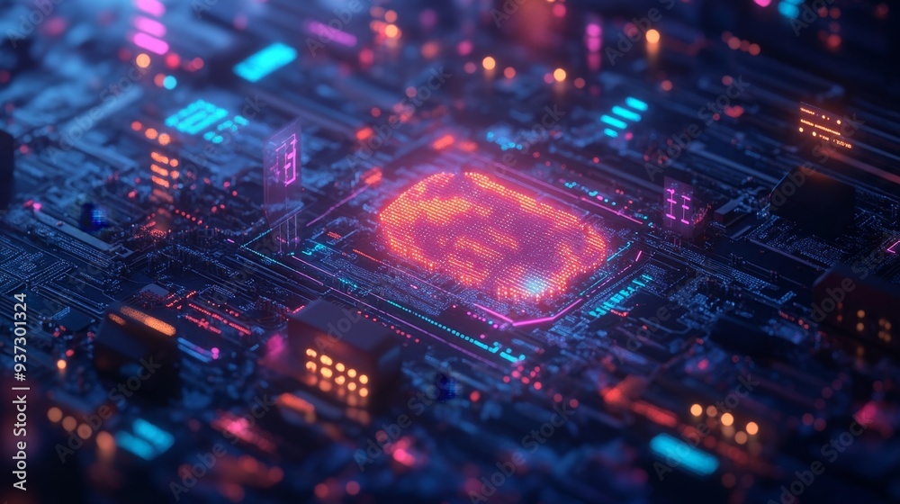 Obraz premium Digital Brain Circuit.