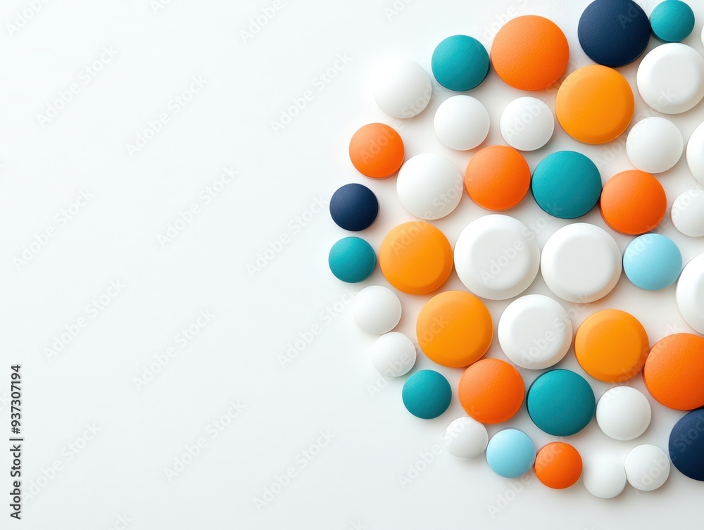 Colorful arrangement of circular shapes creates a vibrant design on a minimalist background Colorful arrangement of circular shapes creates a vibrant design on a minimalist background