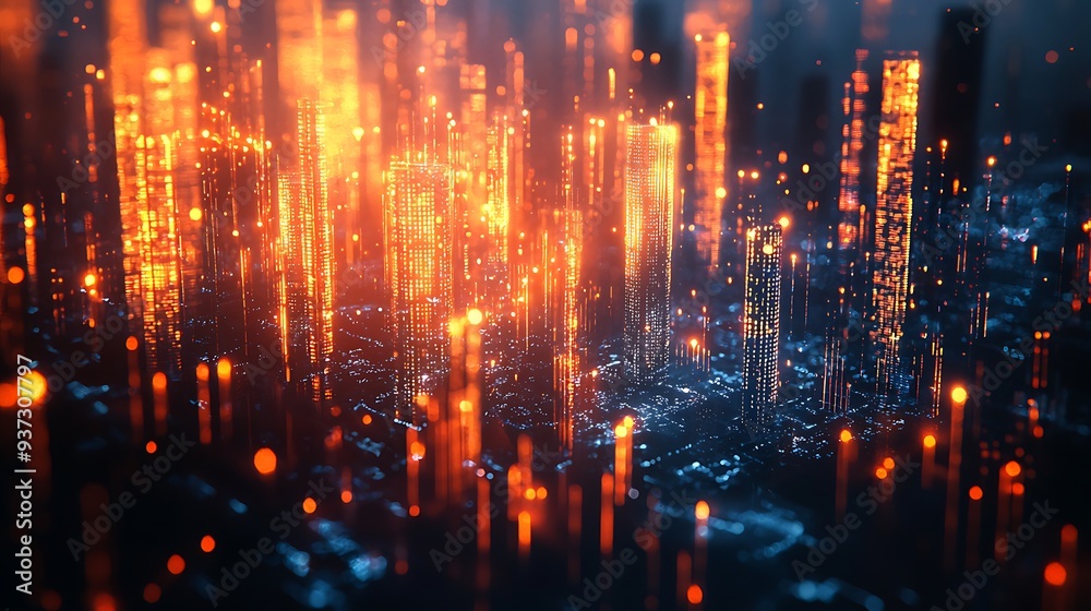 Abstract cityscape with glowing lights and bokeh, creating a visually captivating scene that blends urban energy with a soft, ethereal atmosphere. Abstract cityscape with glowing lights and bokeh, creating a visually captivating scene that blends urban energy with a soft, ethereal atmosphere.