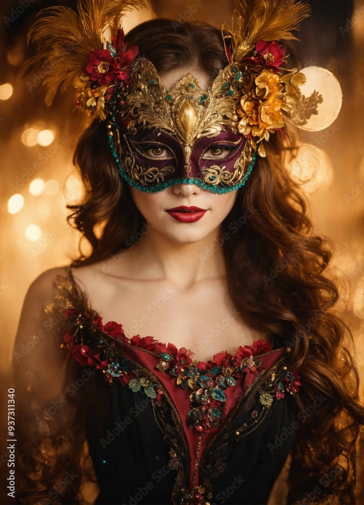 portrait of a woman in carnival mask portrait of a woman in carnival mask