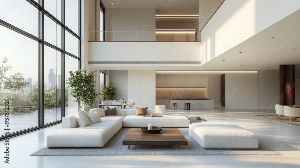 modern minimalist living room with natural light , neutral color palette minimalist living room , modern minimalist living room , open floor plan , neutral color palette