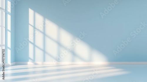 Empty Room with Light Blue Walls and Window Light