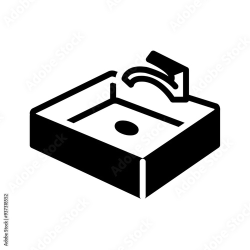 Vector solid black icon for Kitchen sink