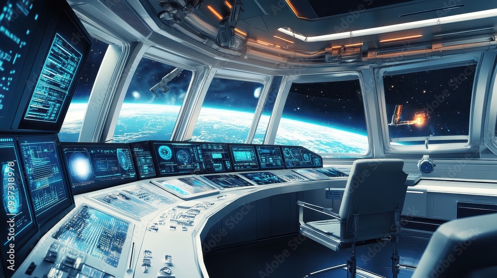 High-Tech Space Station Room with Earth View
High-Tech Space Station Room with Earth View