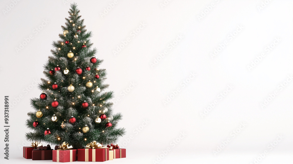 Fototapeta premium decortaed Christmas tree isolated on a white background