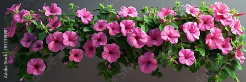 A vibrant display of pink flowers with lush green leaves, ideal for decoration or gardening inspiration.