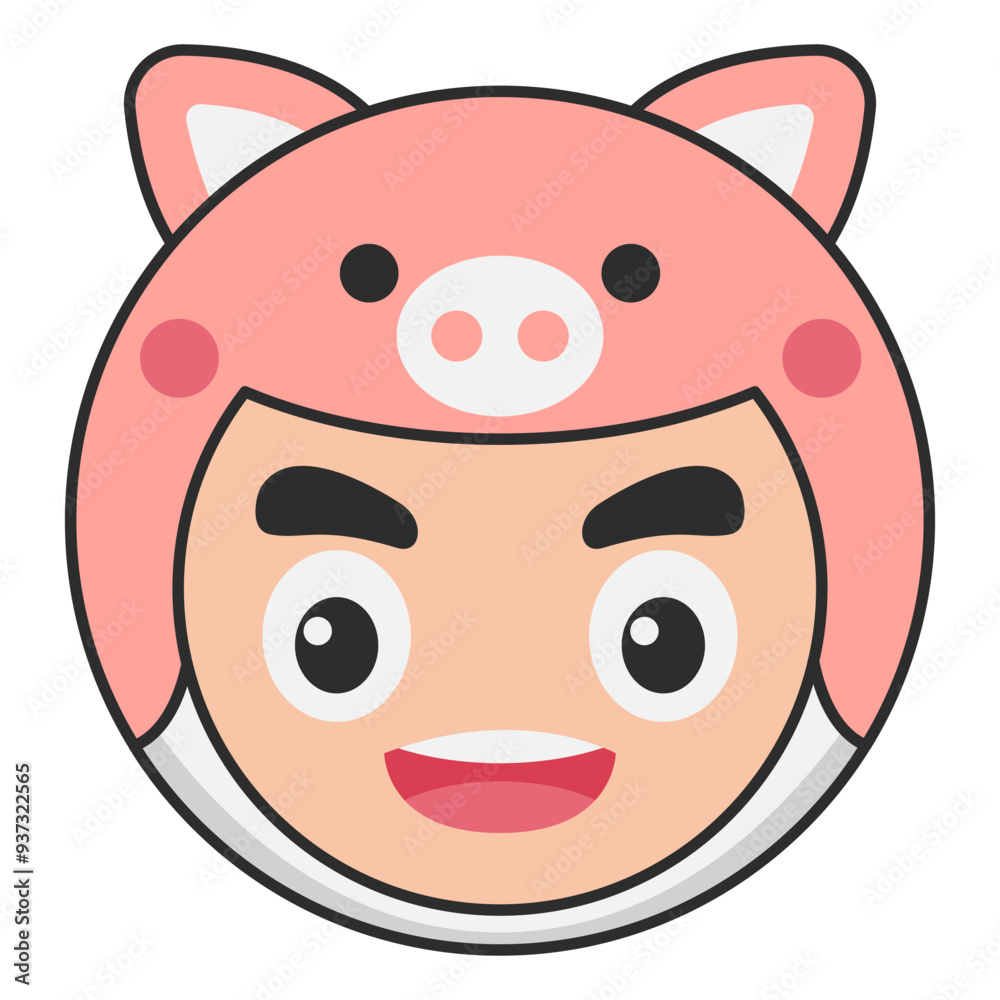 Cute Pig Animal Head Avatar Icon Illustration Cute Pig Animal Head Avatar Icon Illustration