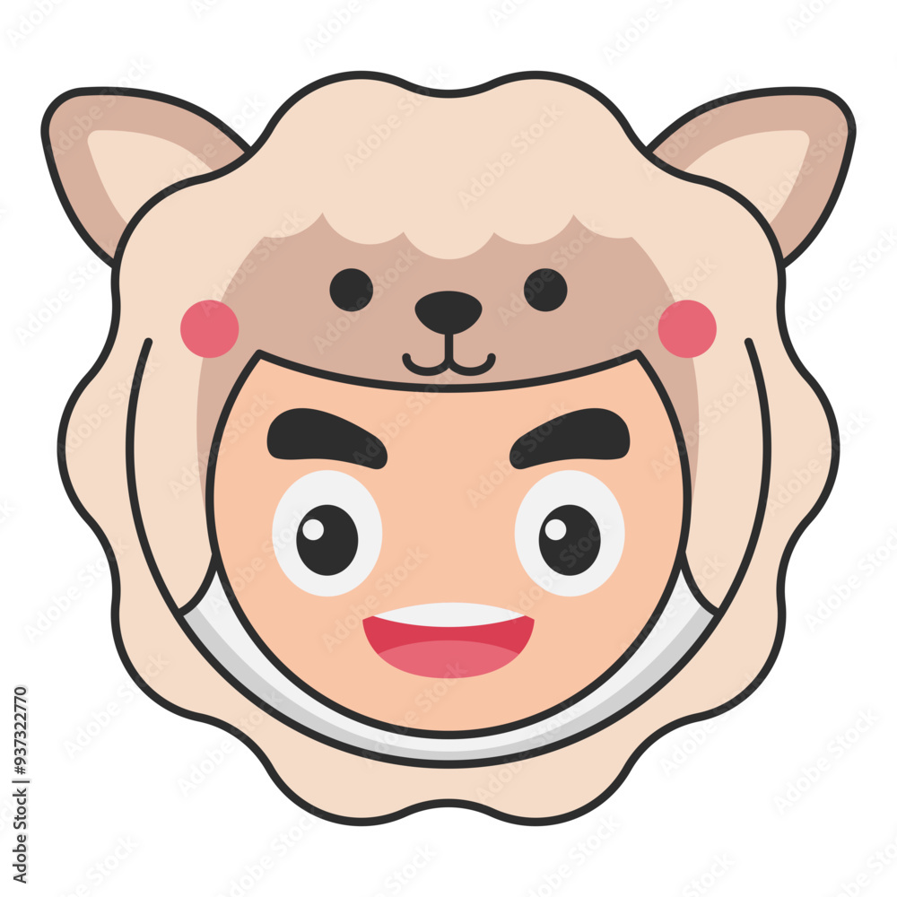 Cute Sheep Animal Head Avatar Icon Illustration Cute Sheep Animal Head Avatar Icon Illustration