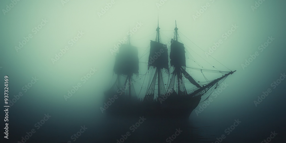 Mysterious Ship in Fog Mysterious Ship in Fog