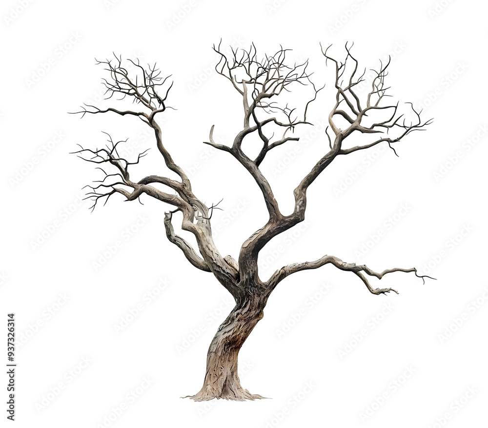 Realistic 3D Dead Tree with Bare Branches and Twisted Trunk Realistic 3D Dead Tree with Bare Branches and Twisted Trunk