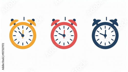 End of timer icon set. Linear, silhouette, and flat style  illustrations. photo