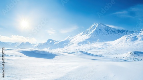 Wallpaper Mural Mountain range covered in snow with a clear blue sky on a sunny winter day Torontodigital.ca
