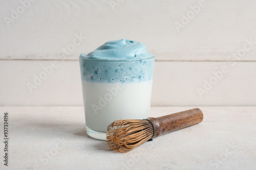 Glass of blue dalgona match...