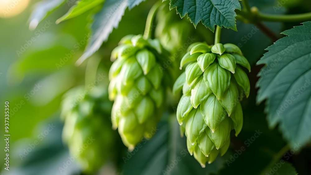 Close up of green leaves of hops Close up of green leaves of hops