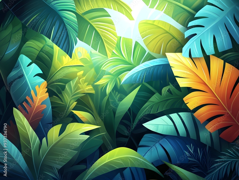 custom made wallpaper toronto digitalLush Tropical Leaves Pattern.